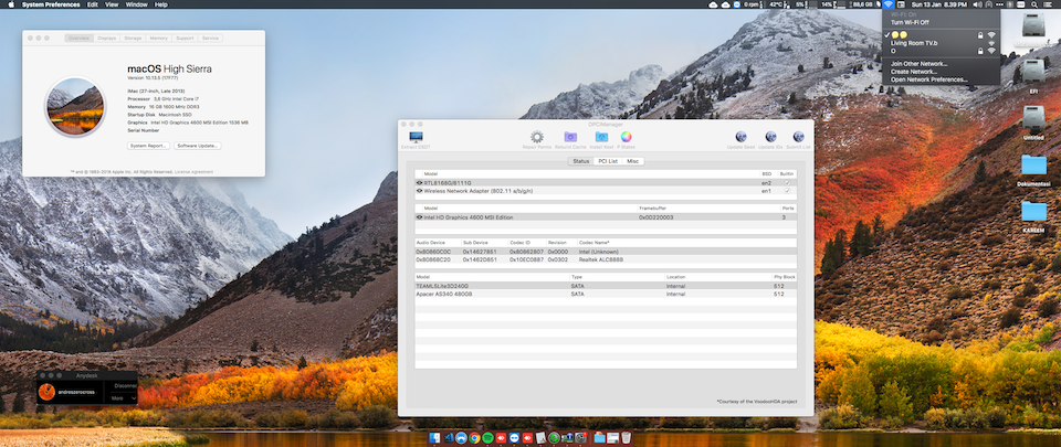 Success Hackintosh macOS High Sierra 10.13.5 Build 17F77 at MSI H81I + Intel Core i7 4790